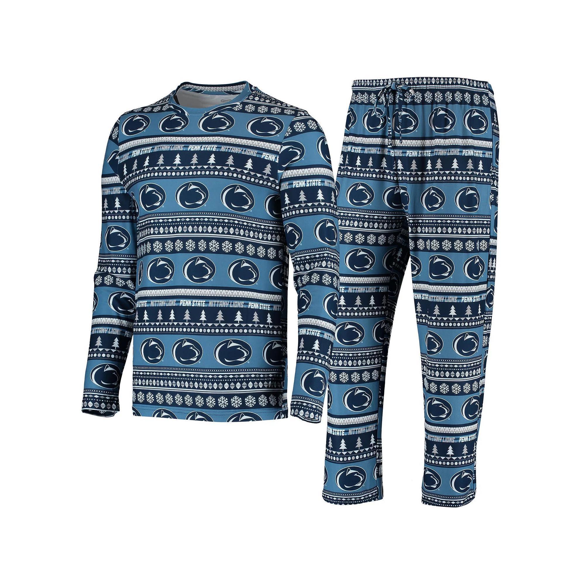 Men's Concepts Sport Navy Penn State Nittany Lions Ugly Sweater Knit Long Sleeve Top and Pant Set, Size: Large, Blue Product Image