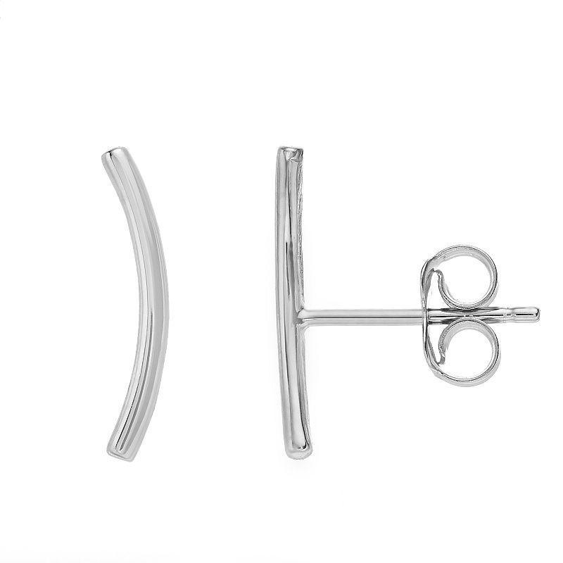 14k Gold Arched Bar Stud Earrings, Women's, Yellow Product Image