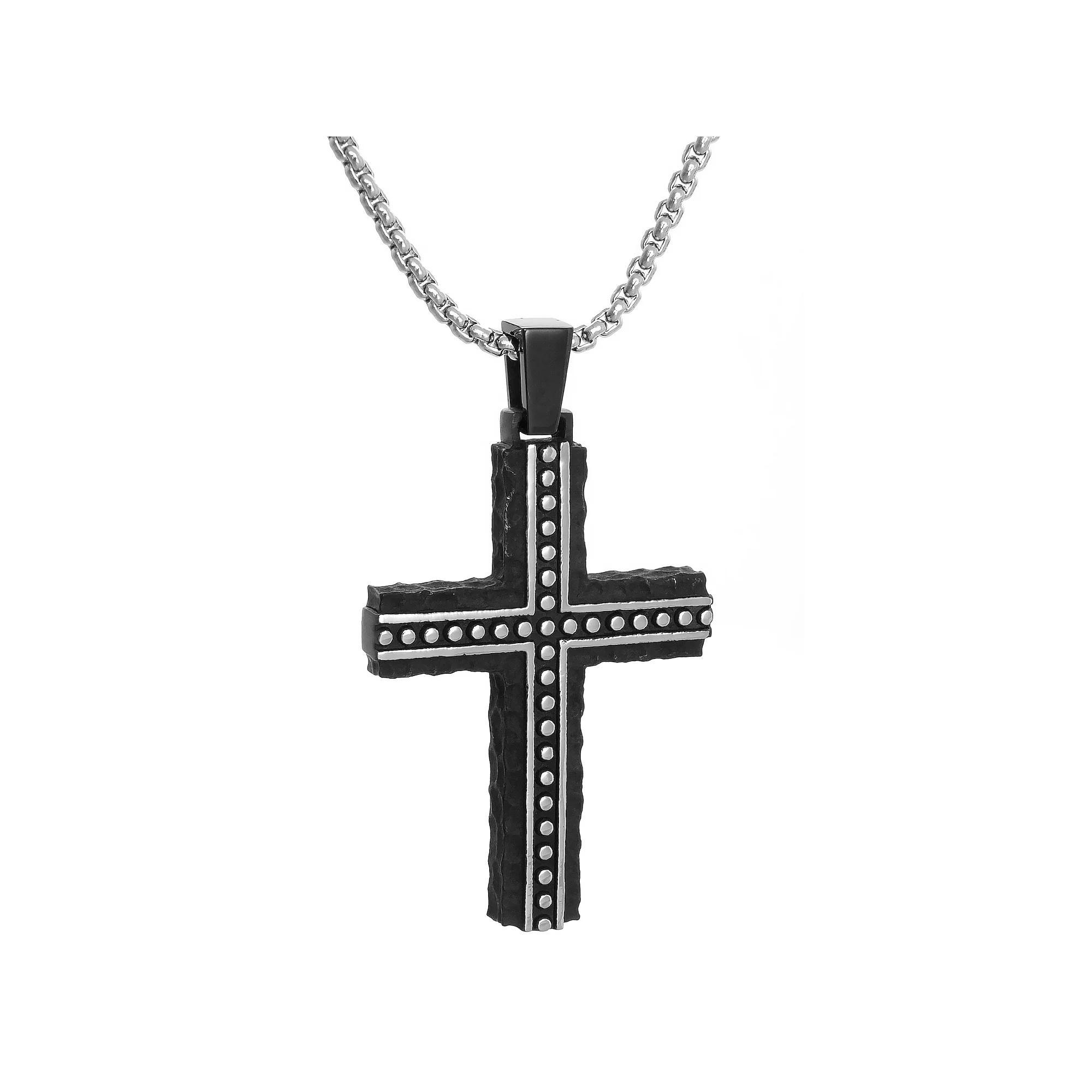 Men's LYNX Two Tone Cross Pendant Necklace, Size: 24" Product Image