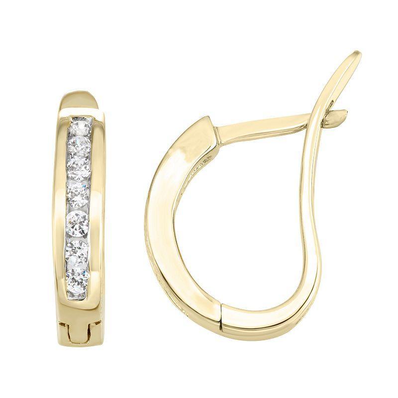 10k Gold 1/4 Carat T.W. Diamond Huggy Hoop Earrings, Women's, 10k White Gold Product Image