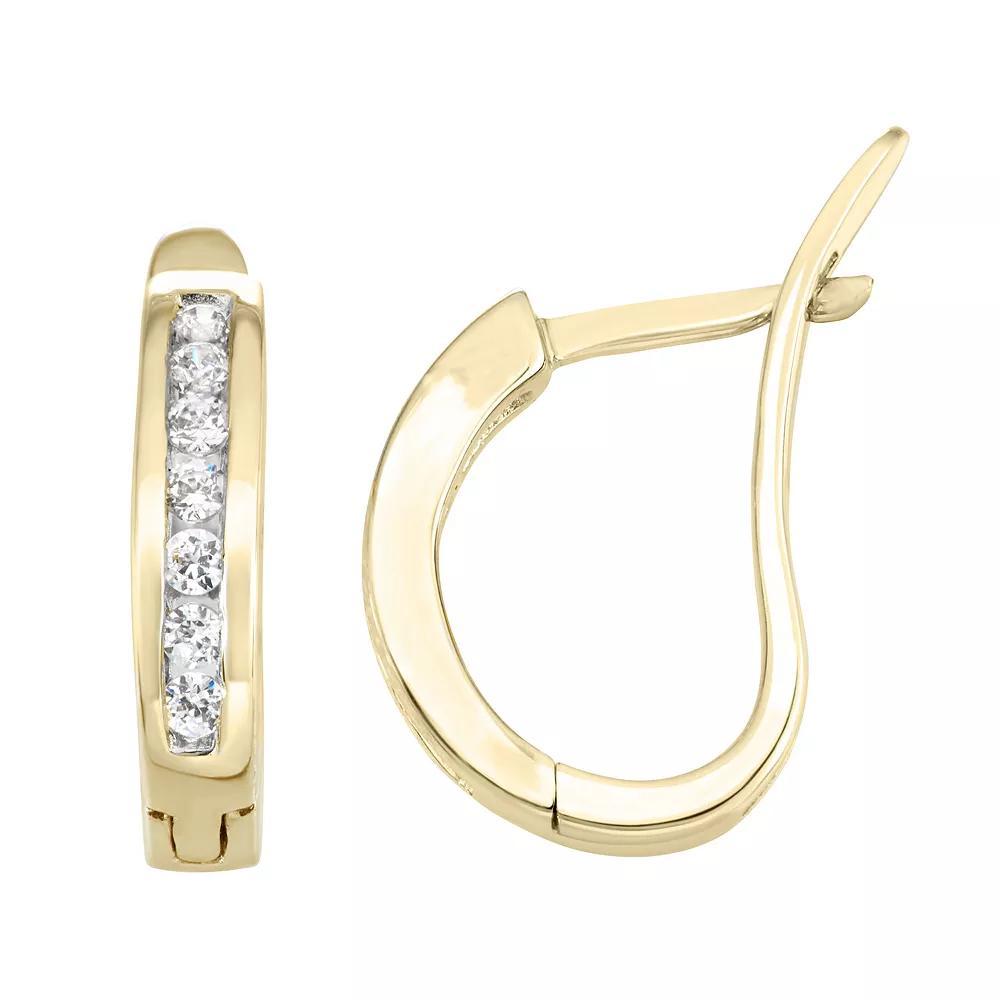 10k Gold 1/4 Carat T.W. Diamond Huggy Hoop Earrings, Women's, 10k White Gold Product Image