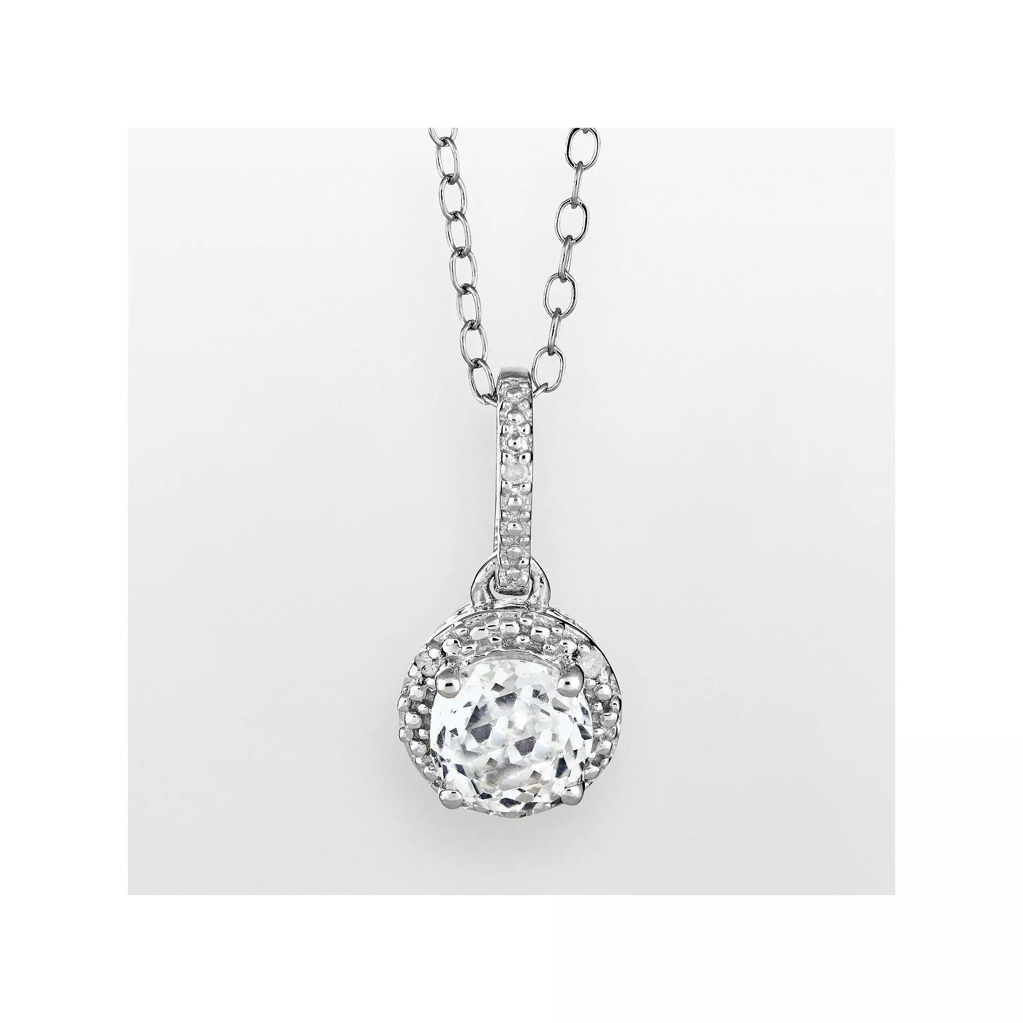Celebration Gems Sterling Silver Citrine and Diamond Accent Frame Pendant, Women's, Size: 18" Product Image