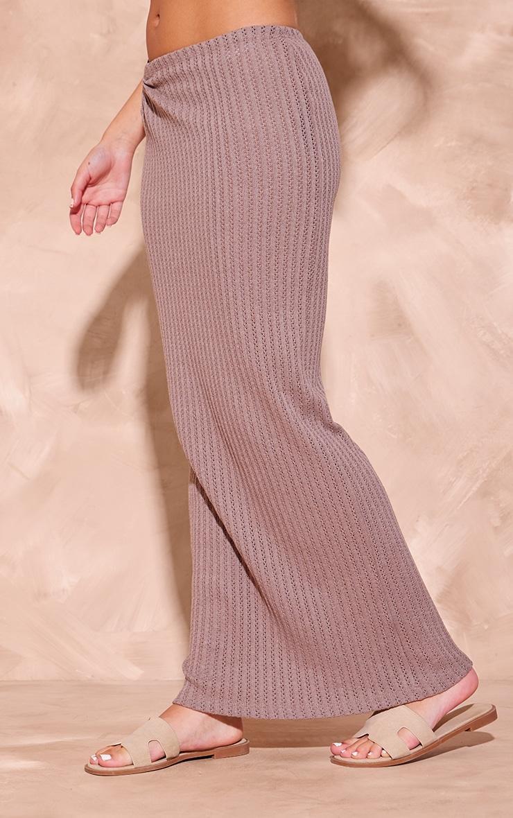 Chocolate Textured Jersey Ring Detail Low Rise Maxi Skirt Product Image