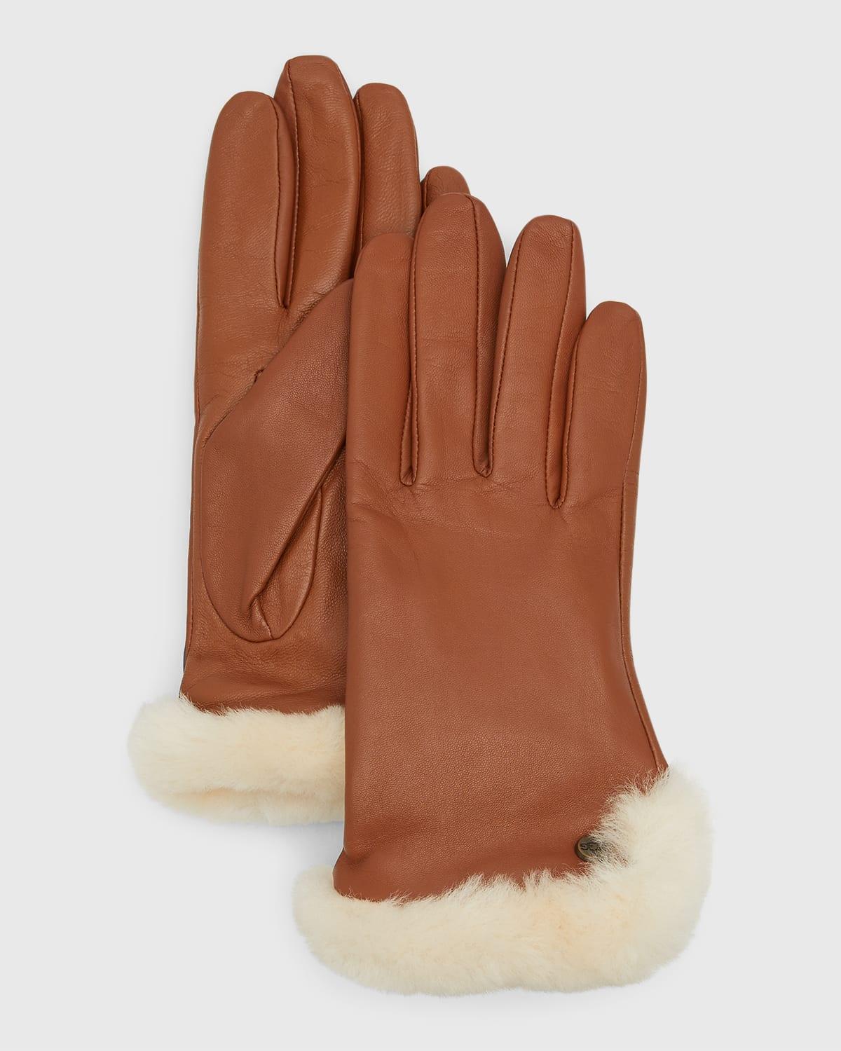Leather & Shearling Vent Gloves Product Image