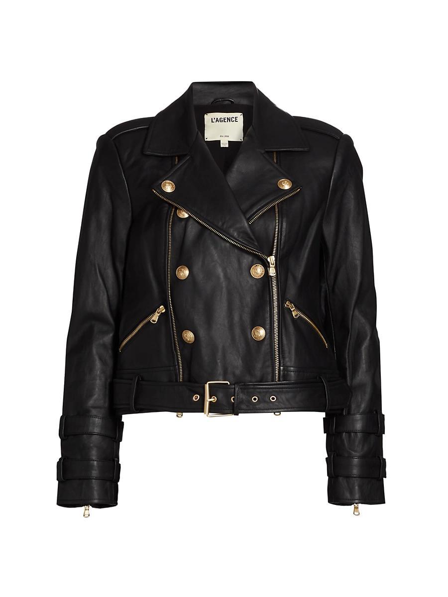 LAgence Billie Belted Leather Jacket Product Image