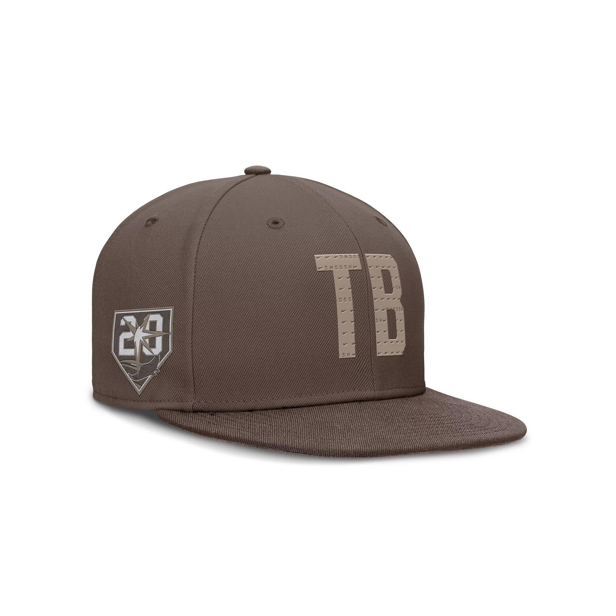 Men's Nike  Brown Tampa Bay Rays True Statement 20th Anniversary Performance Fitted Hat, Size: 7 7/8 Product Image