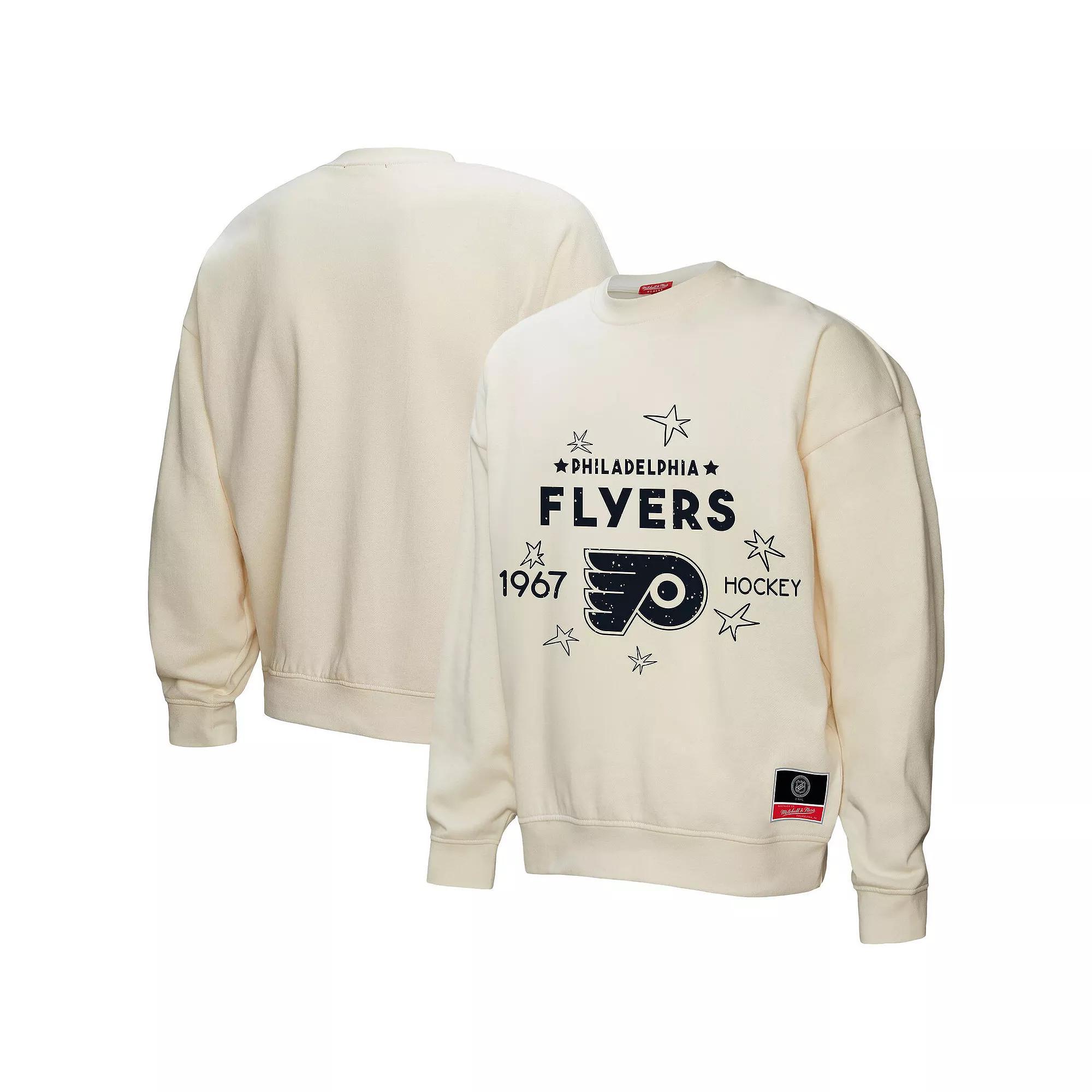 Women's Mitchell & Ness  Cream Philadelphia Flyers Logo 3.0 Pullover Sweatshirt, Size: Small, Fly Beige Product Image