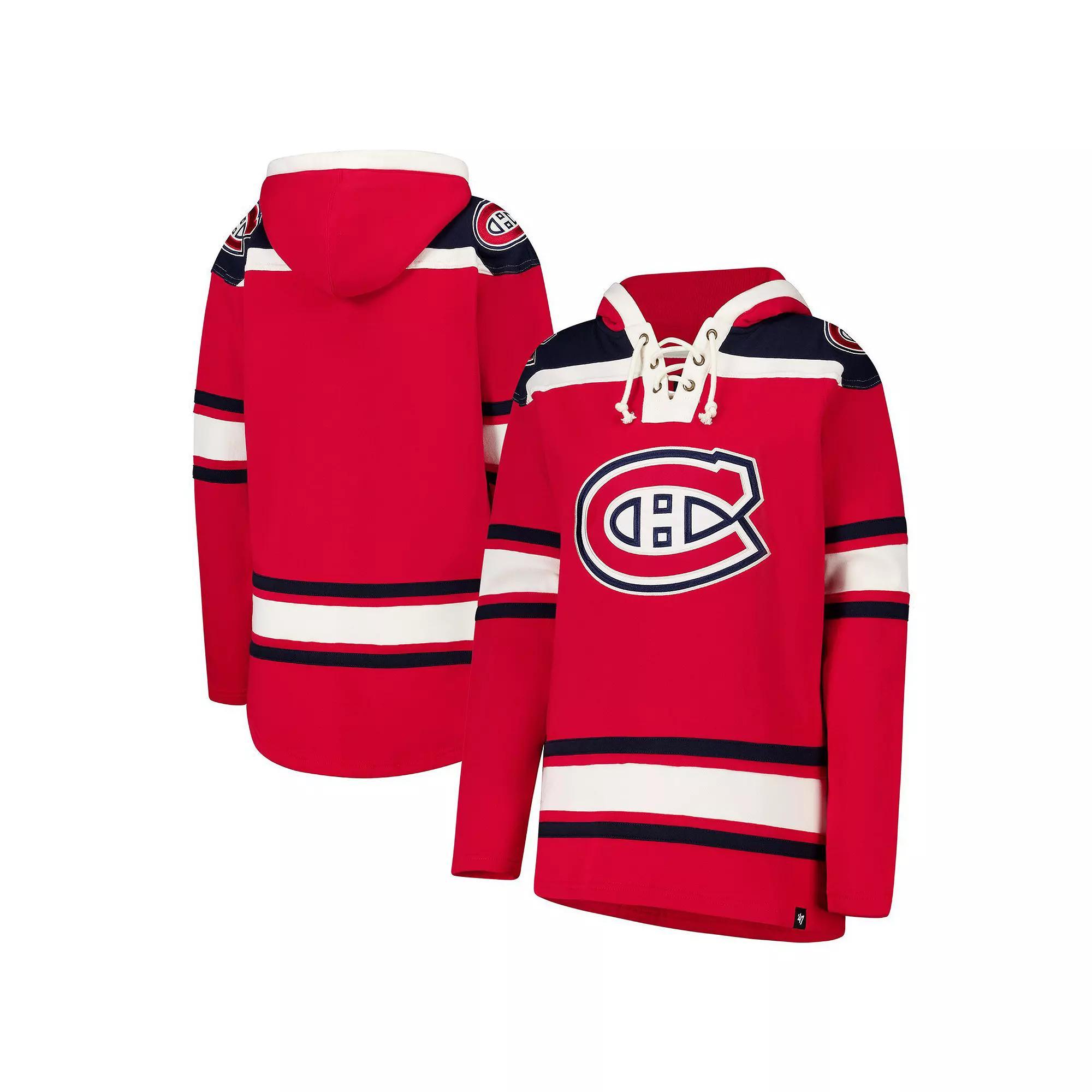 Women's '47  Red Montreal Canadiens Superior Lacer Pullover Hoodie, Size: Large, Cnd Red Product Image