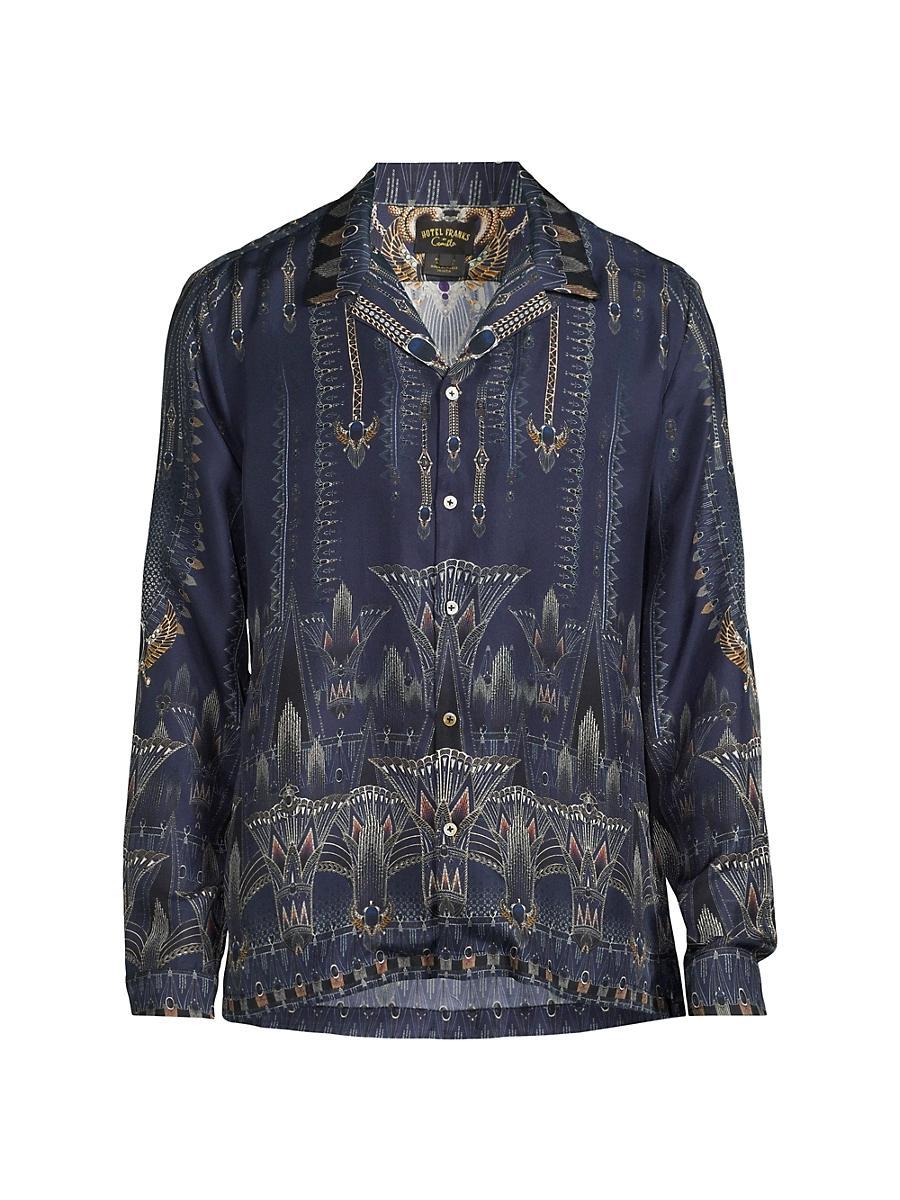 Mens Silk Long-Sleeve Camp Collar Shirt Product Image