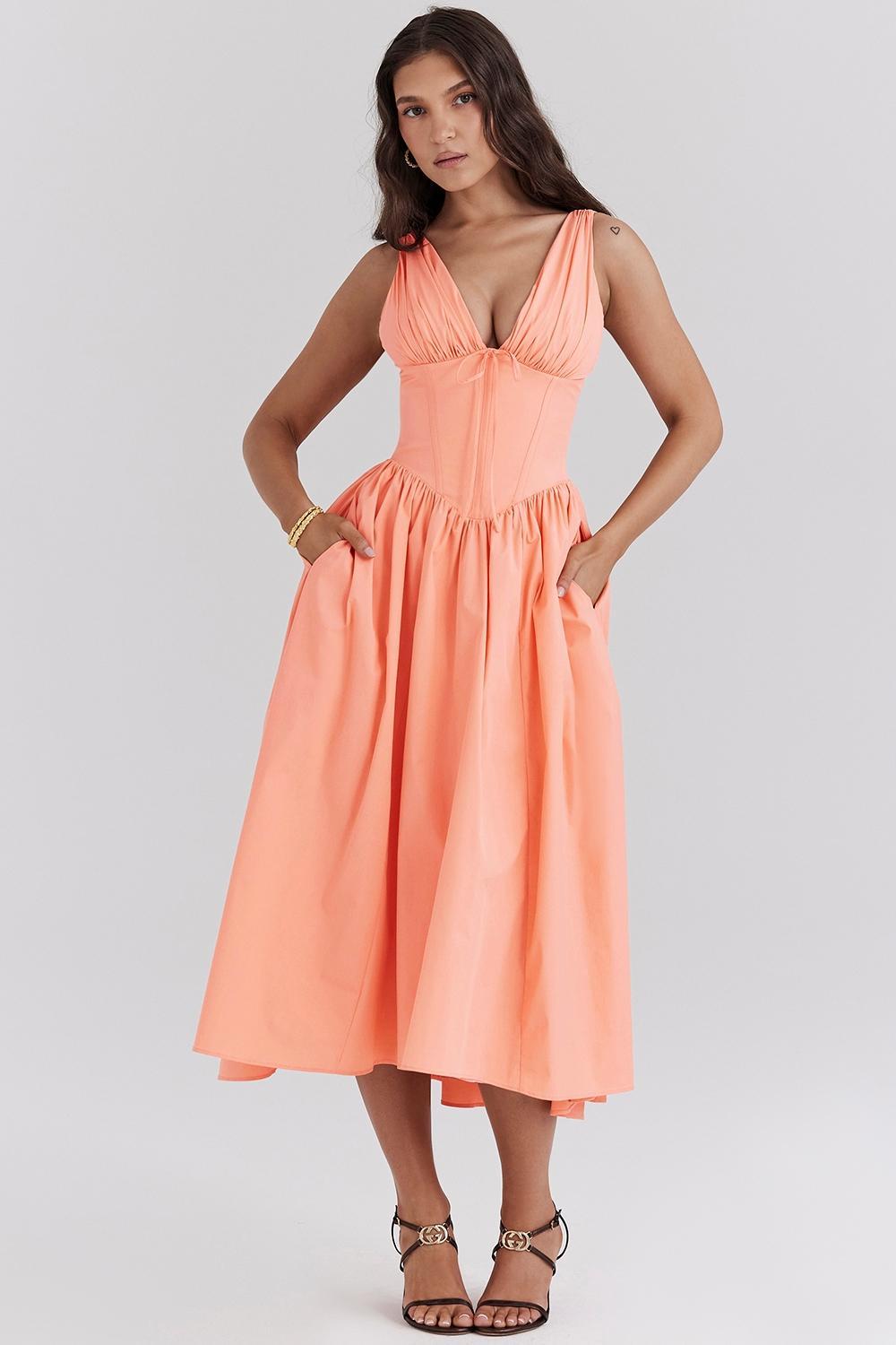 Emmelina Sorbet Cotton Corset Sundress Product Image