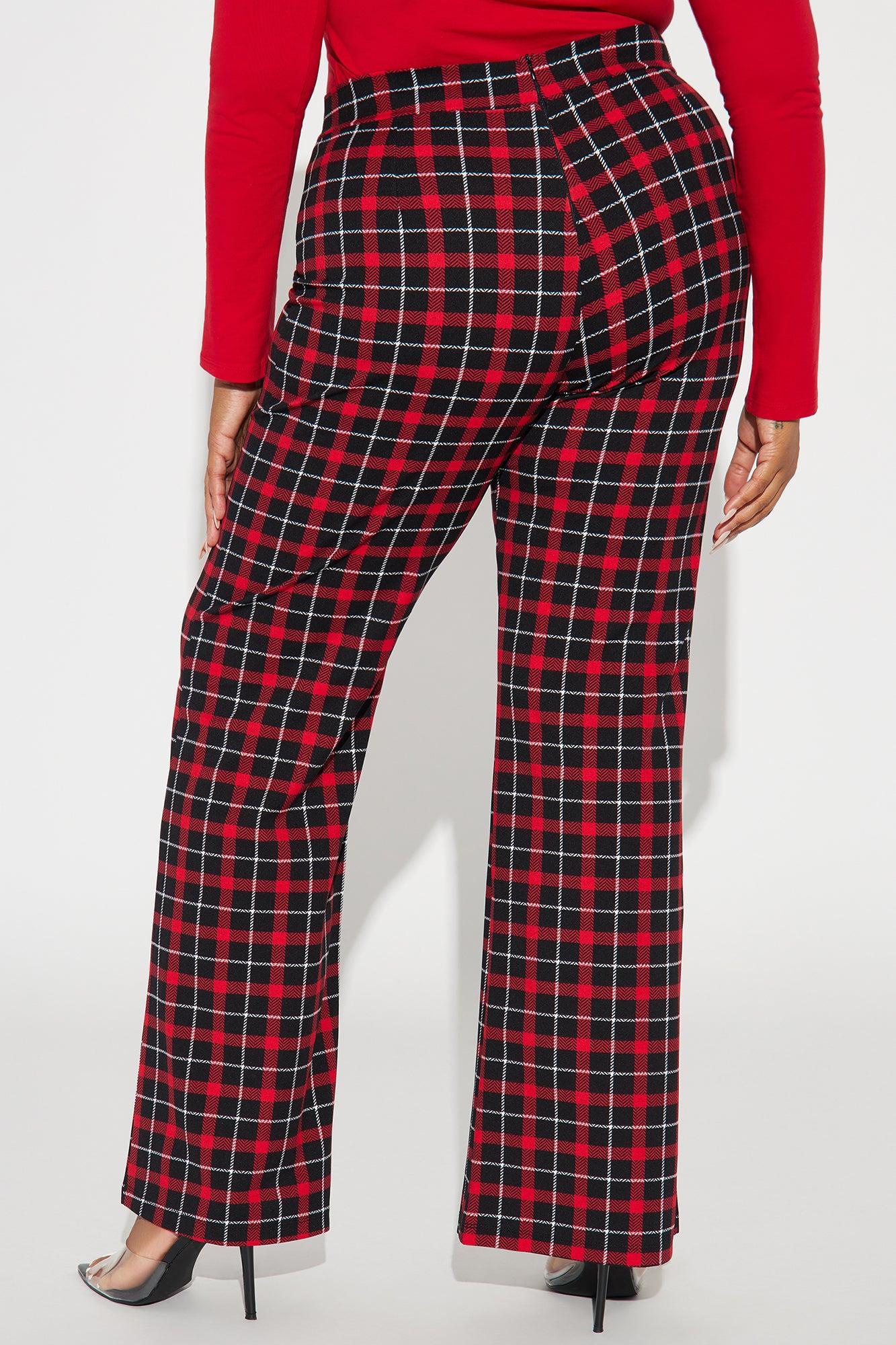 Victoria High Waisted Dress Pant - Red/Black Product Image