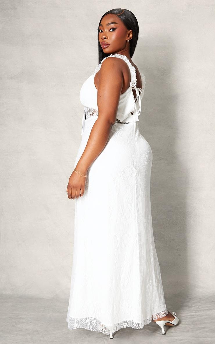 Plus White Lace Tie Front Bust Detail Maxi Dress Product Image