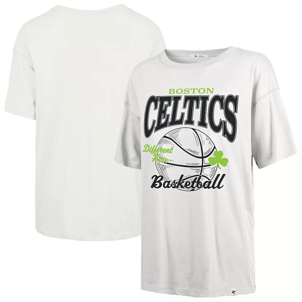 Women's '47  White Boston Celtics City Edition Down Court Sadie T-Shirt, Size: Large Product Image
