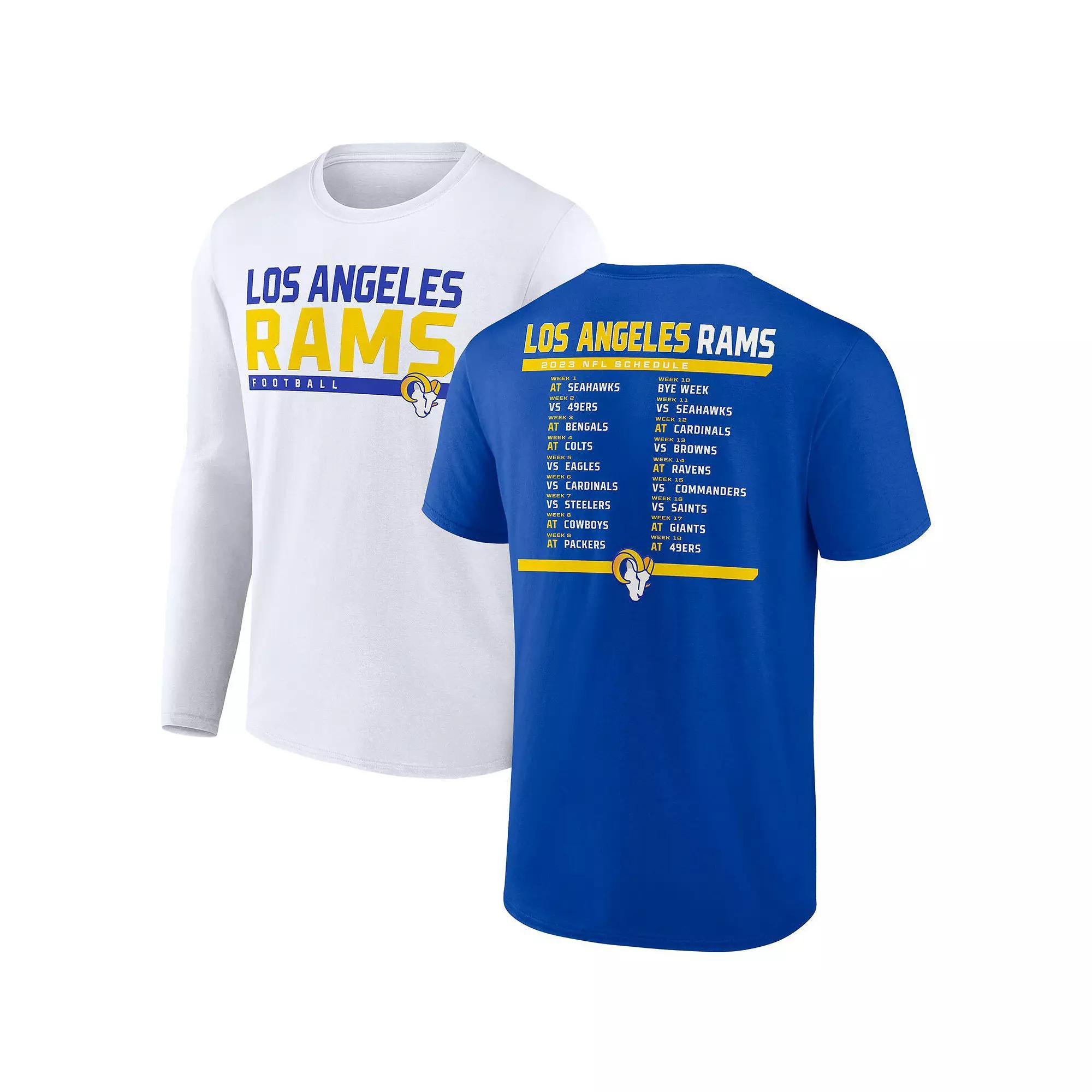 Men's Fanatics Branded Royal/White Los Angeles Rams Two-Pack 2023 Schedule T-Shirt Combo Set, Size: 5XL, Blue Product Image