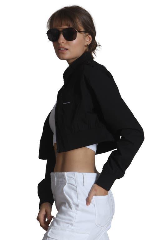 Members Only Women's Mini Cropped Racer Jacket in Black at Nordstrom, Size X-Large Product Image