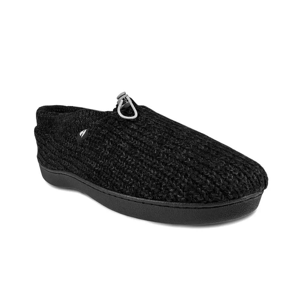 Heat Holders Men's Heatweaver Knit Adjustable Drawstring Slippers, Size: 13-14, Black Product Image