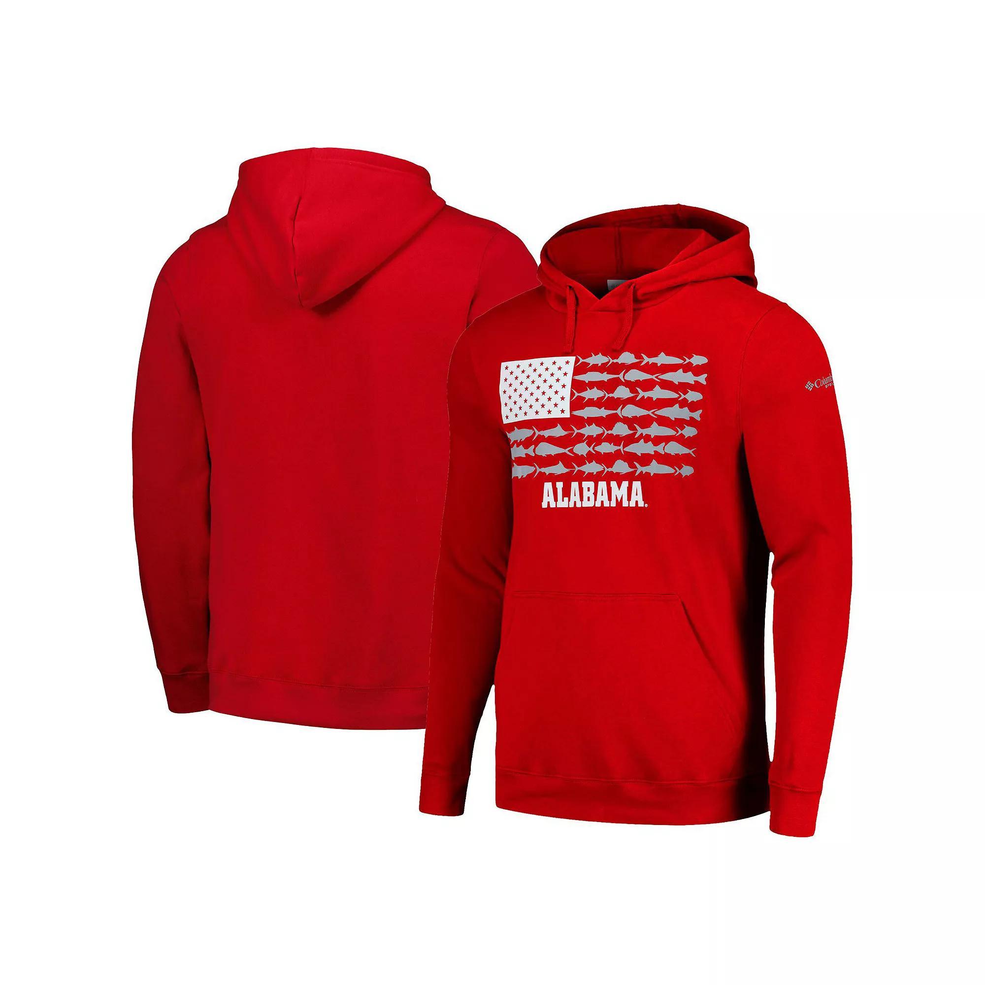 Men's Columbia Crimson Alabama Crimson Tide PFG Fish Flag II Pullover Hoodie, Size: Medium, Red Product Image