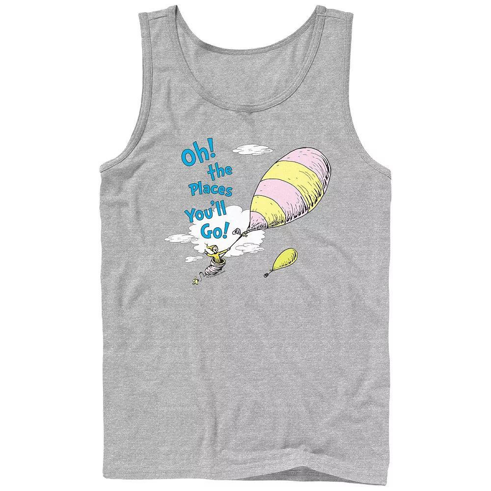 Men's Dr. Seuss Oh The Places You'll Go Graphic Tank, Size: Large, Athletic Grey Product Image