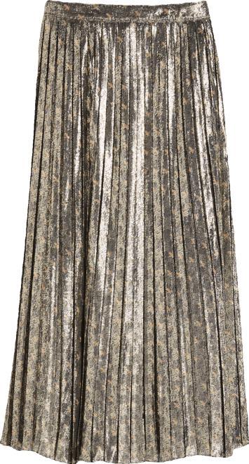 Metallic Pleated Midi Skirt Product Image