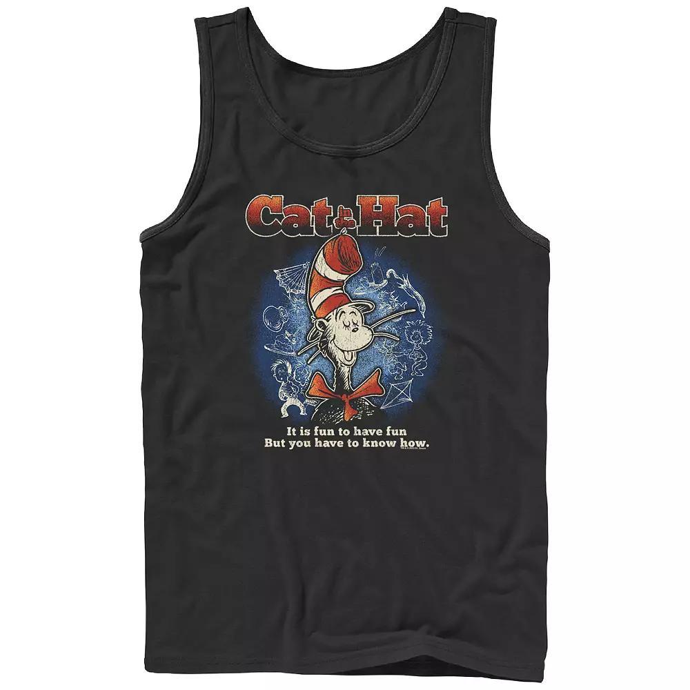 Men's Dr. Seuss The Cat In The Hat It Is Fun To Have Fun Graphic Tank, Size: Large, Black Product Image