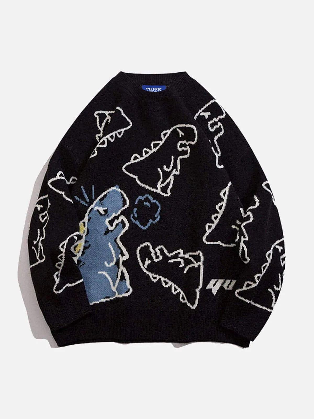 Aelfric Eden Dinosaur Cartoon Graphic Knit Sweater Product Image