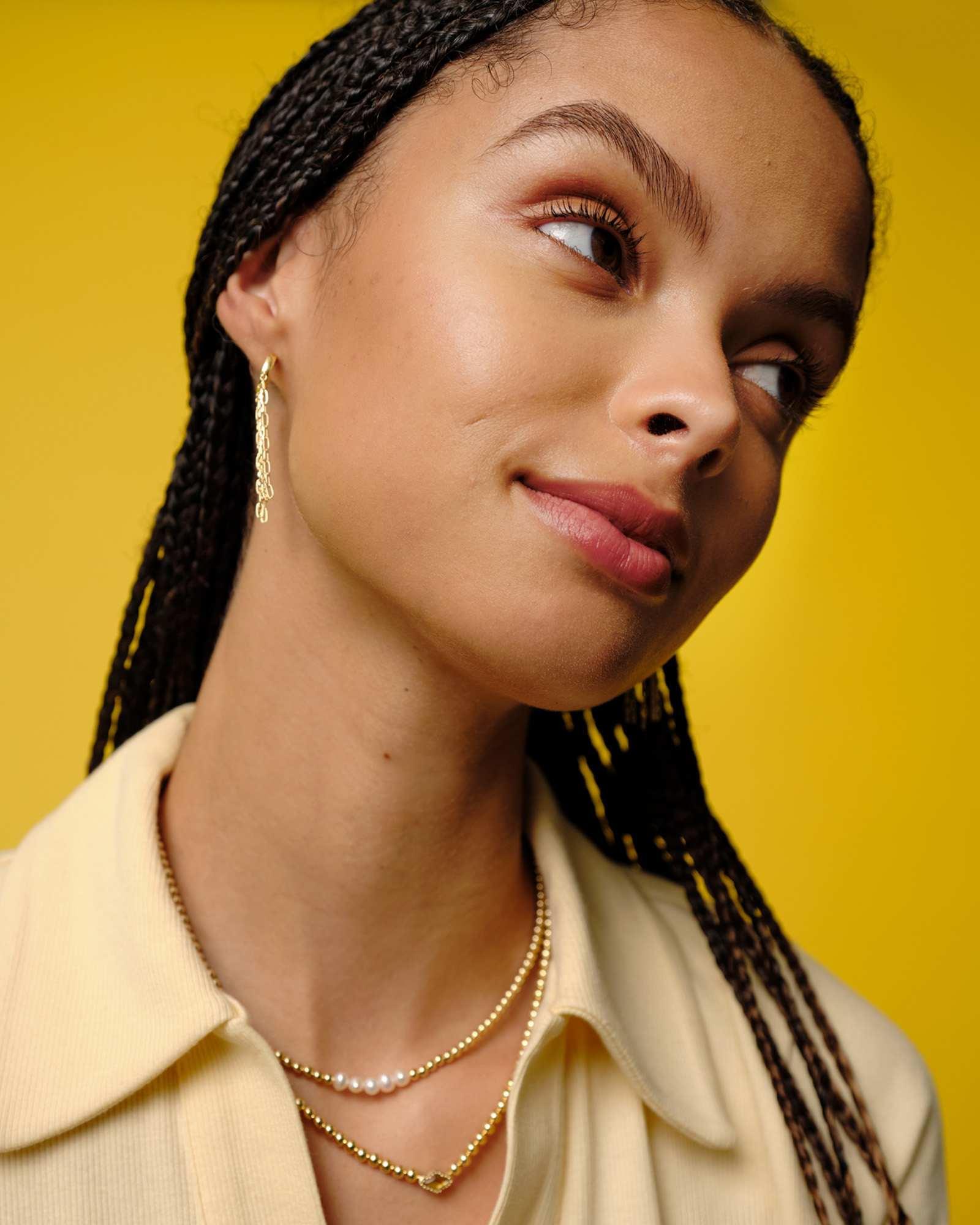 Abbie Gold Beaded Necklace in Azalea Illusion Product Image