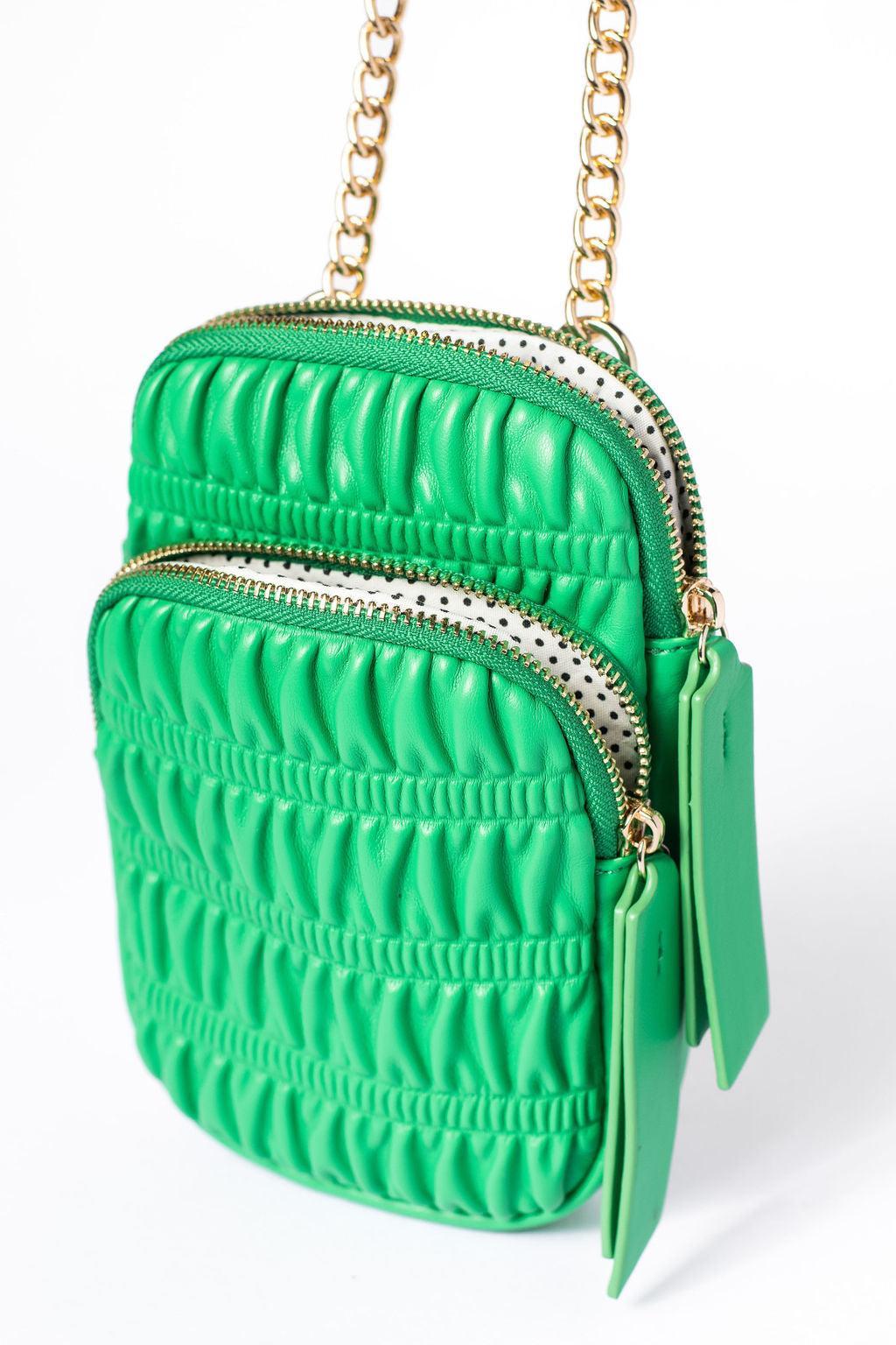 Green Ruched Crossbody Purse DOORBUSTER Product Image