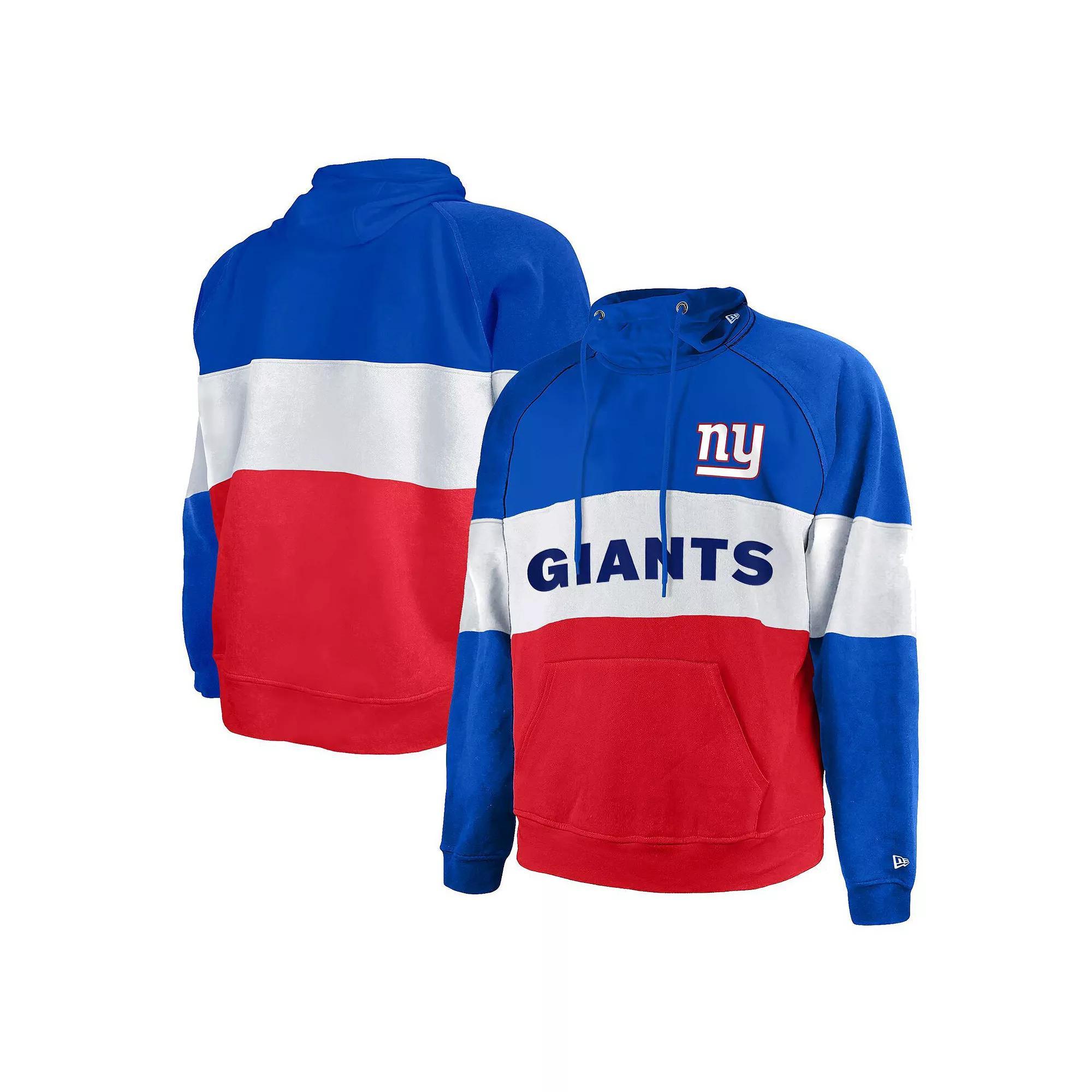 Men's New Era Royal/Red New York Giants Big & Tall Current Team Colorblock Fleece Raglan Pullover Hoodie, Size: 2XB, Blue Product Image