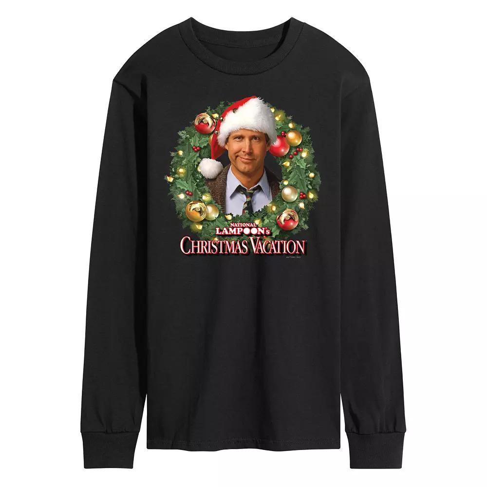 Men's National Lampoon's Christmas Vacation Wreath Long Sleeve Graphic Tee, Size: XL, Black Product Image