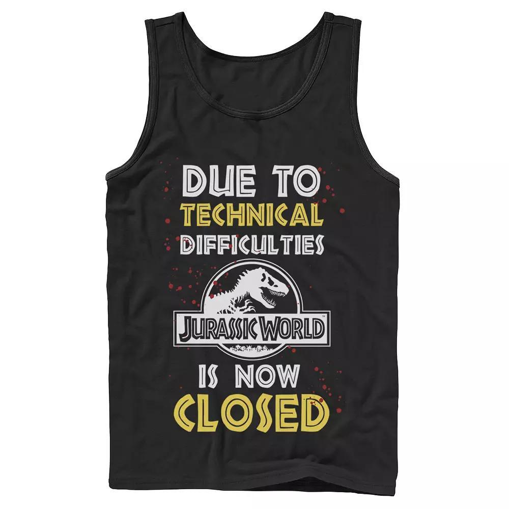 Men's Jurassic World The Park Is Closed Sign Tank Top, Size: XL, Black Product Image