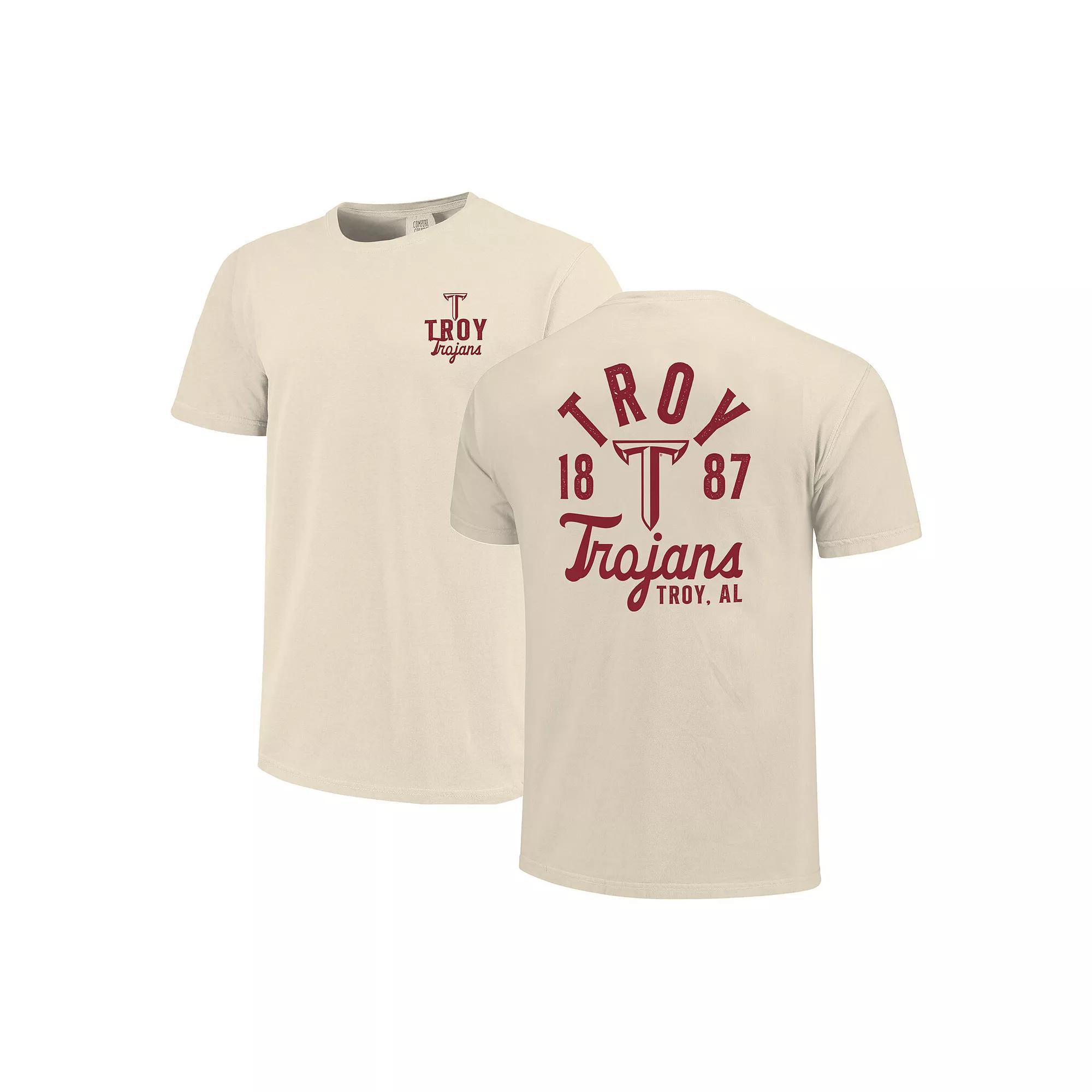 Men's Cream Troy University Trojans Comfort Colors Mascot Overlay T-Shirt, Size: Large, Nc2 Beige Product Image