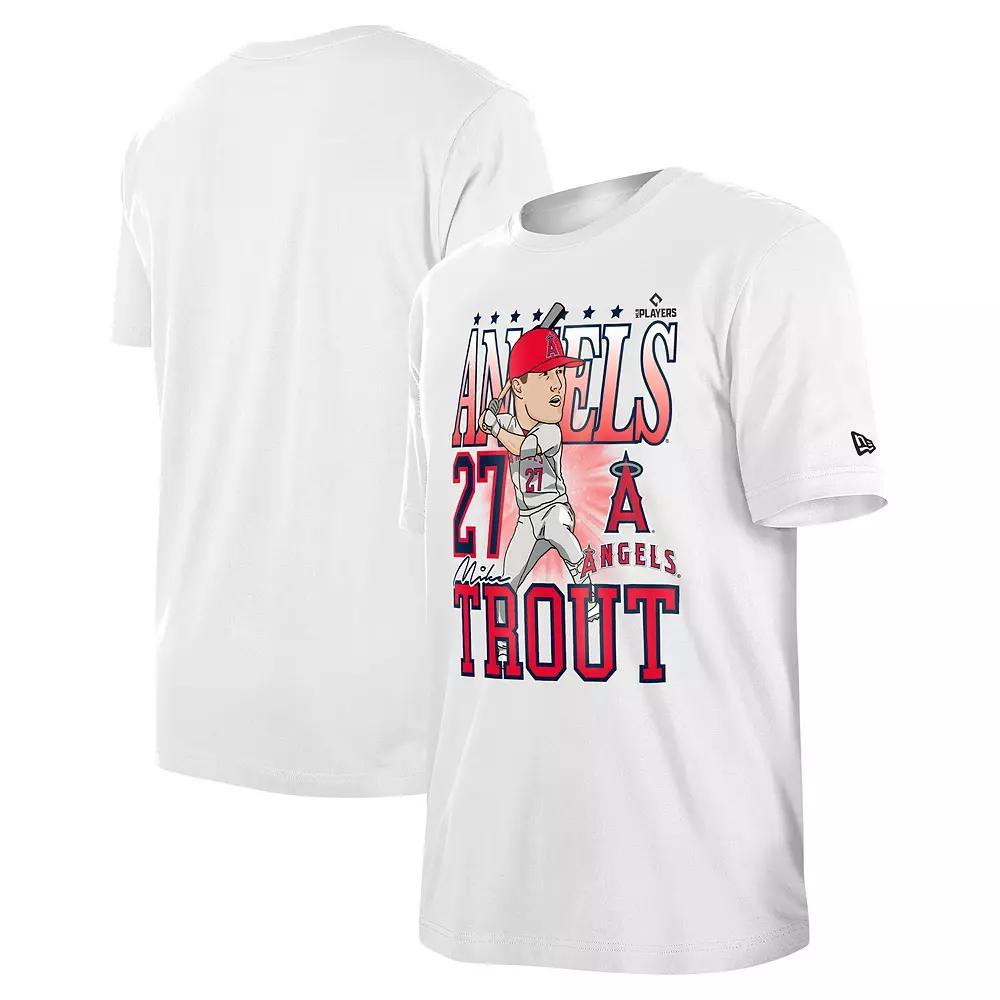 Men's New Era Mike Trout White Los Angeles Angels Caricature T-Shirt, Size: Small Product Image