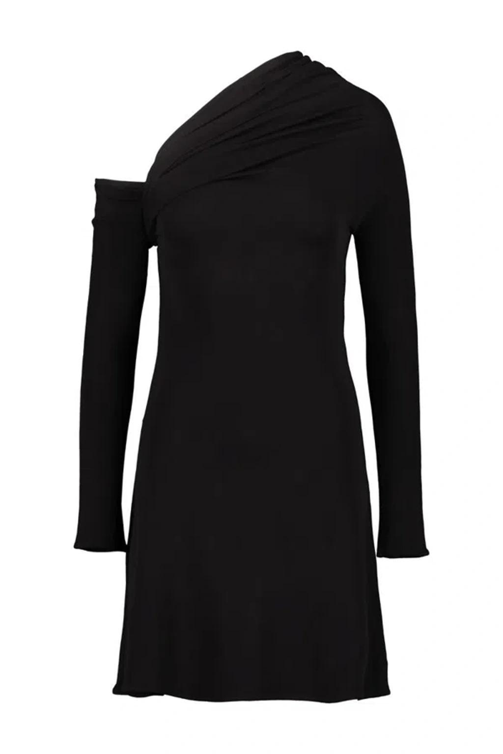 COURRÈGES Asymmetric Twist Crepe Mini Dress In Black Product Image