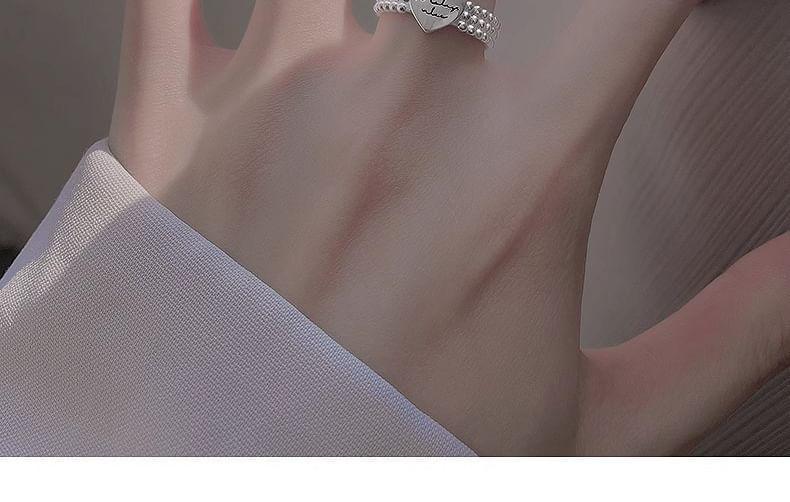 Heart Beaded Alloy Open Ring Product Image