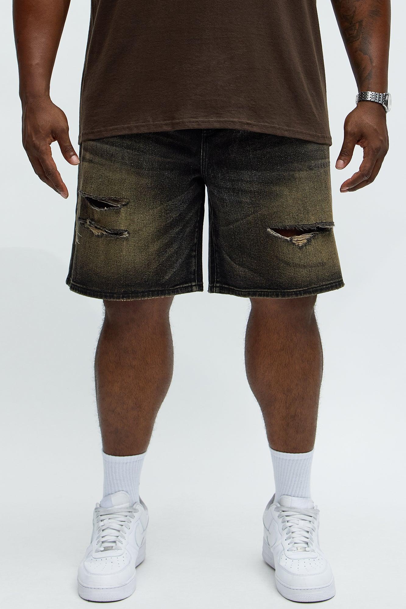 Relaxed All Alone Distressed Denim Shorts - Black Wash Product Image