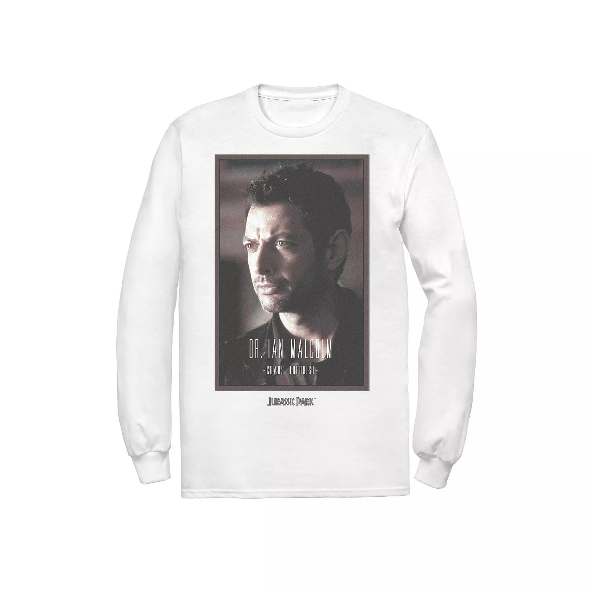 Men's Jurassic Park Dr. Ian Malcolm Chaos Theorist Long Sleeve Tee, Size: XL, Athletic Grey Product Image
