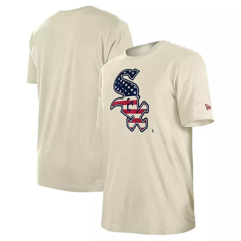 Men's New Era Cream Chicago White Sox 4th of July Flag Fill T-Shirt, Size: Small, Beige Product Image