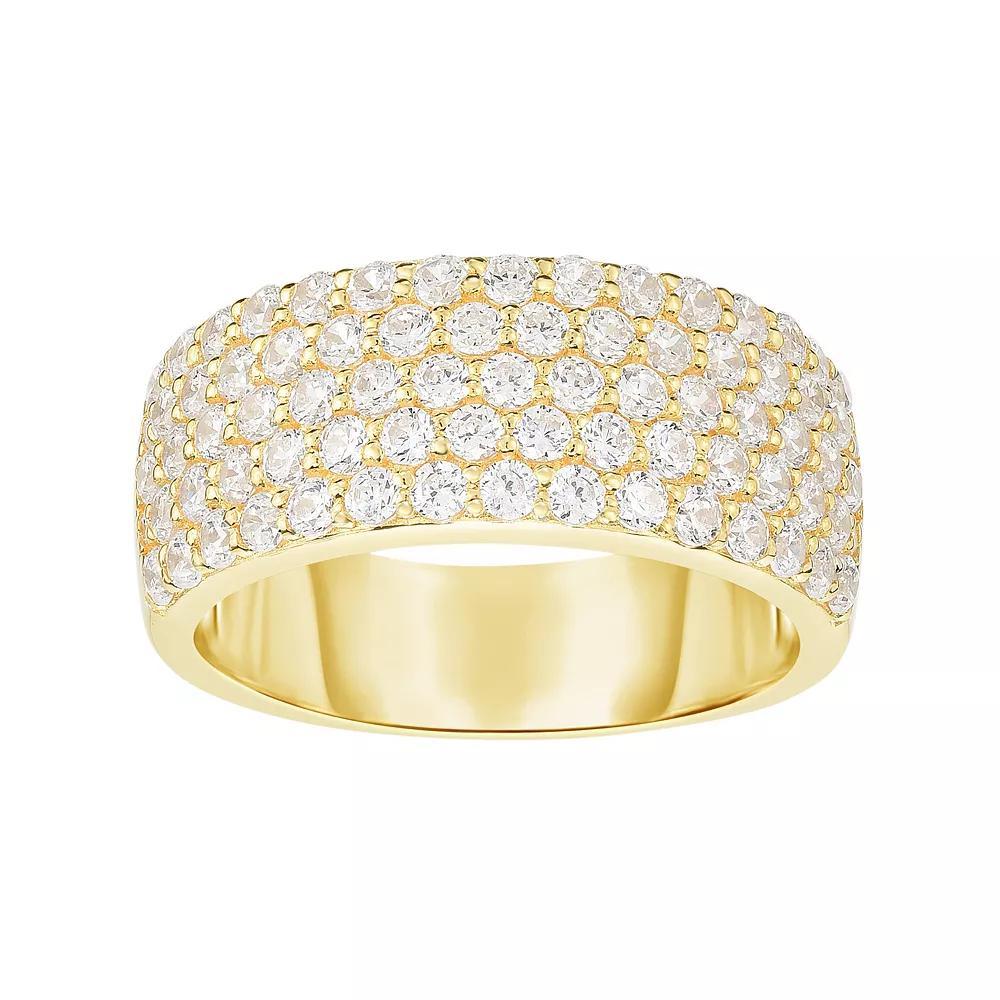 Gold Tone Sterling Silver Cubic Zirconia Pave Ring, Women's, Size: 7 Product Image