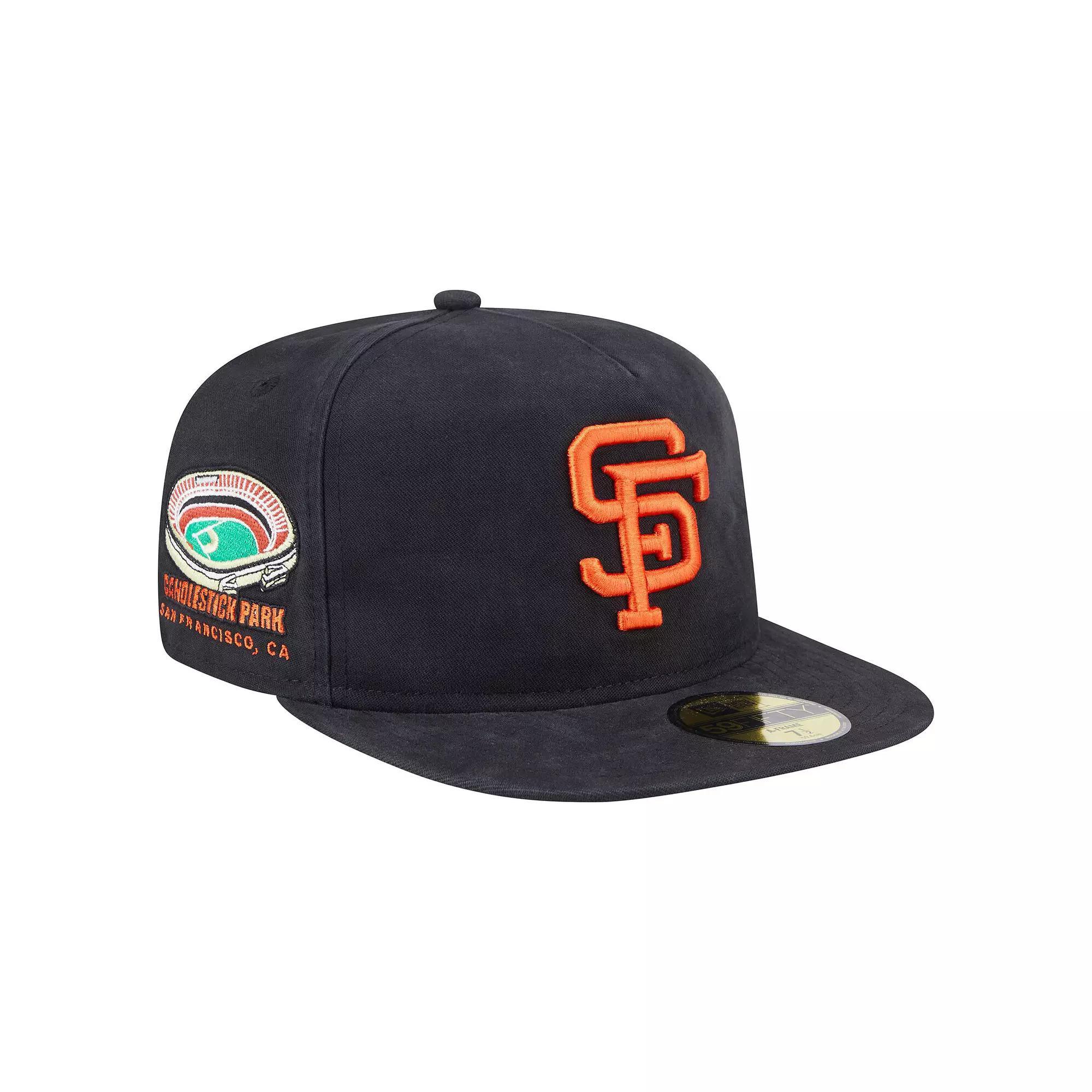 Men's New Era  Black San Francisco Giants Championship Side Flag A-Frame 59FIFTY Fitted Hat, Size: 7 3/8 Product Image