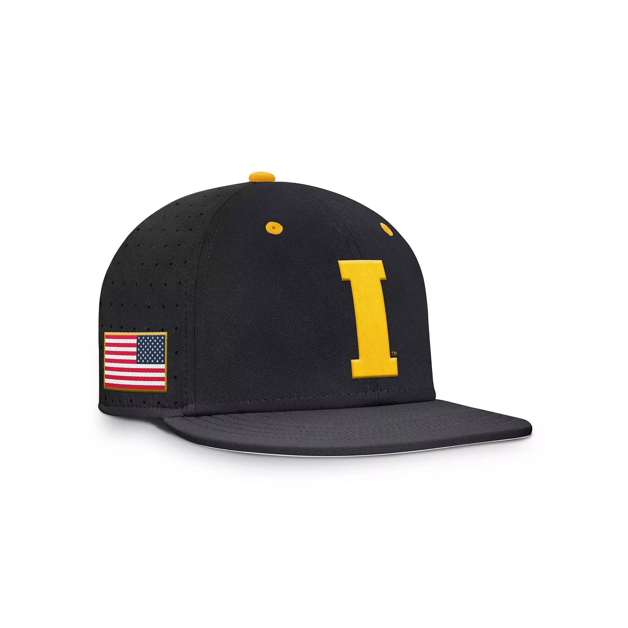 Men's Nike Black Iowa Hawkeyes On-Field Dugout True Performance Fitted Hat, Size: 8 Product Image