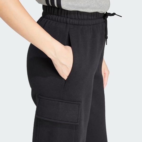 adidas Essentials Linear Fleece Cargo Pants Olive Strata XS Womens Product Image