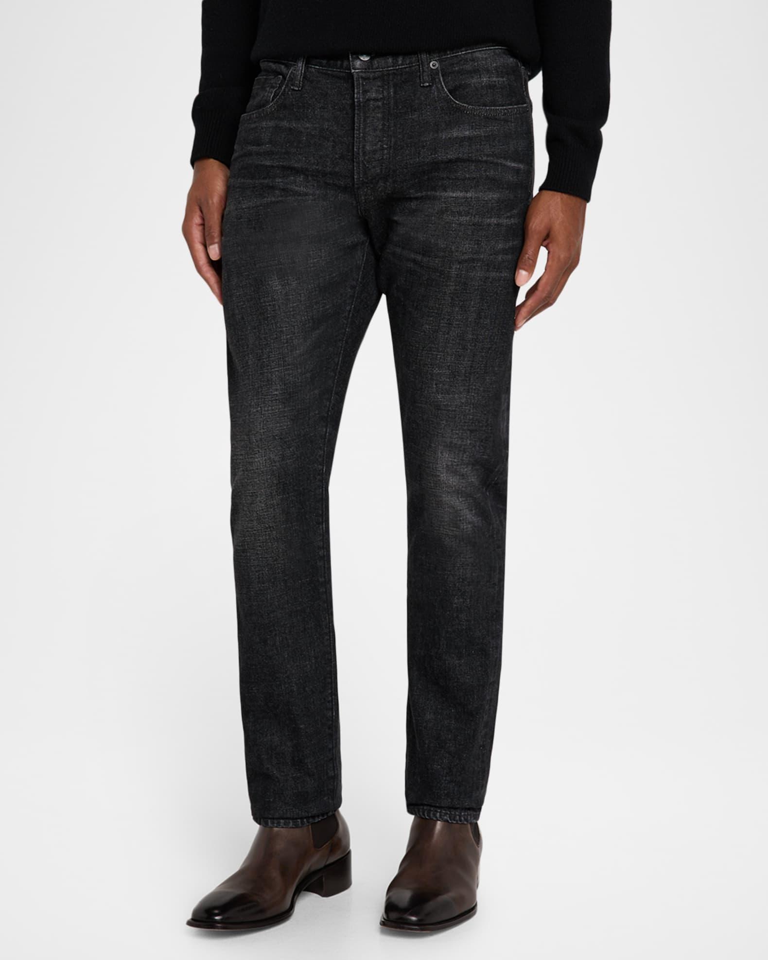 Men's Dark Rinse Denim Straight-Fit Jeans Product Image