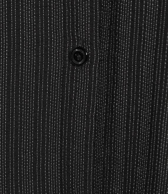 Eileen Fisher Plus Pinstripe Notch Collar Cap Sleeve Button Front Shirt Dress Product Image