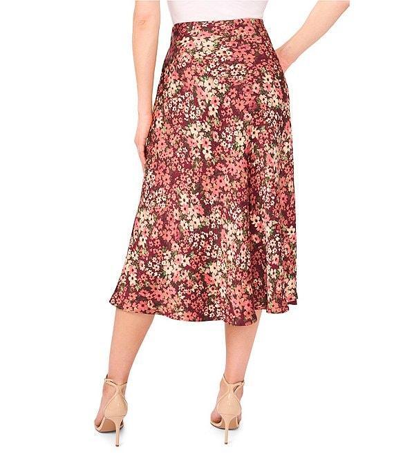 CeCe Woven Floral Print Midi A-Line Skirt Product Image