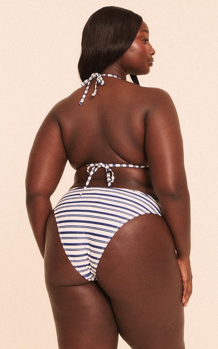 Plus Navy Stripe Tanga Bikini Bottoms Product Image