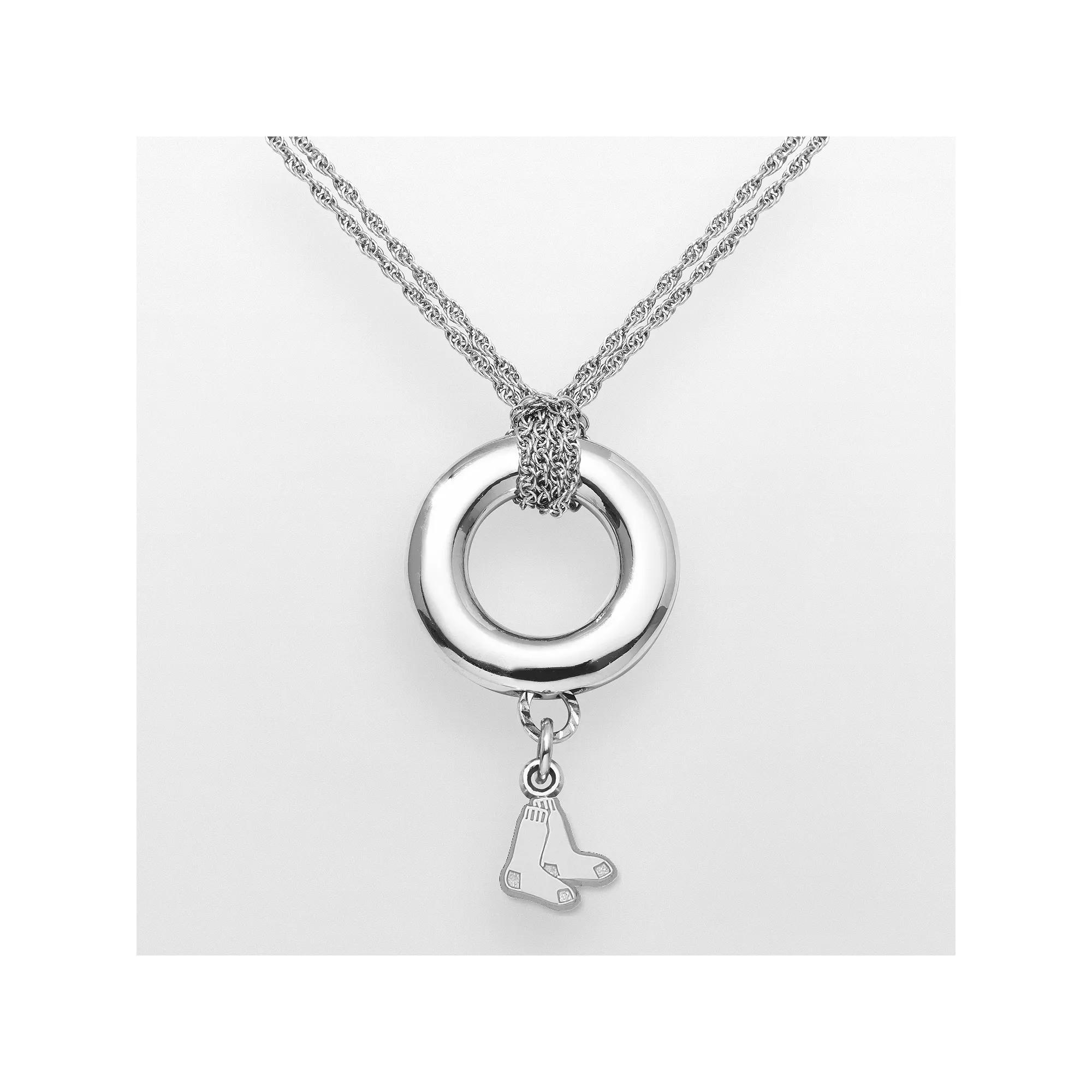 LogoArt Boston Red Sox Sterling Silver Logo Halo Pendant, Womens Product Image