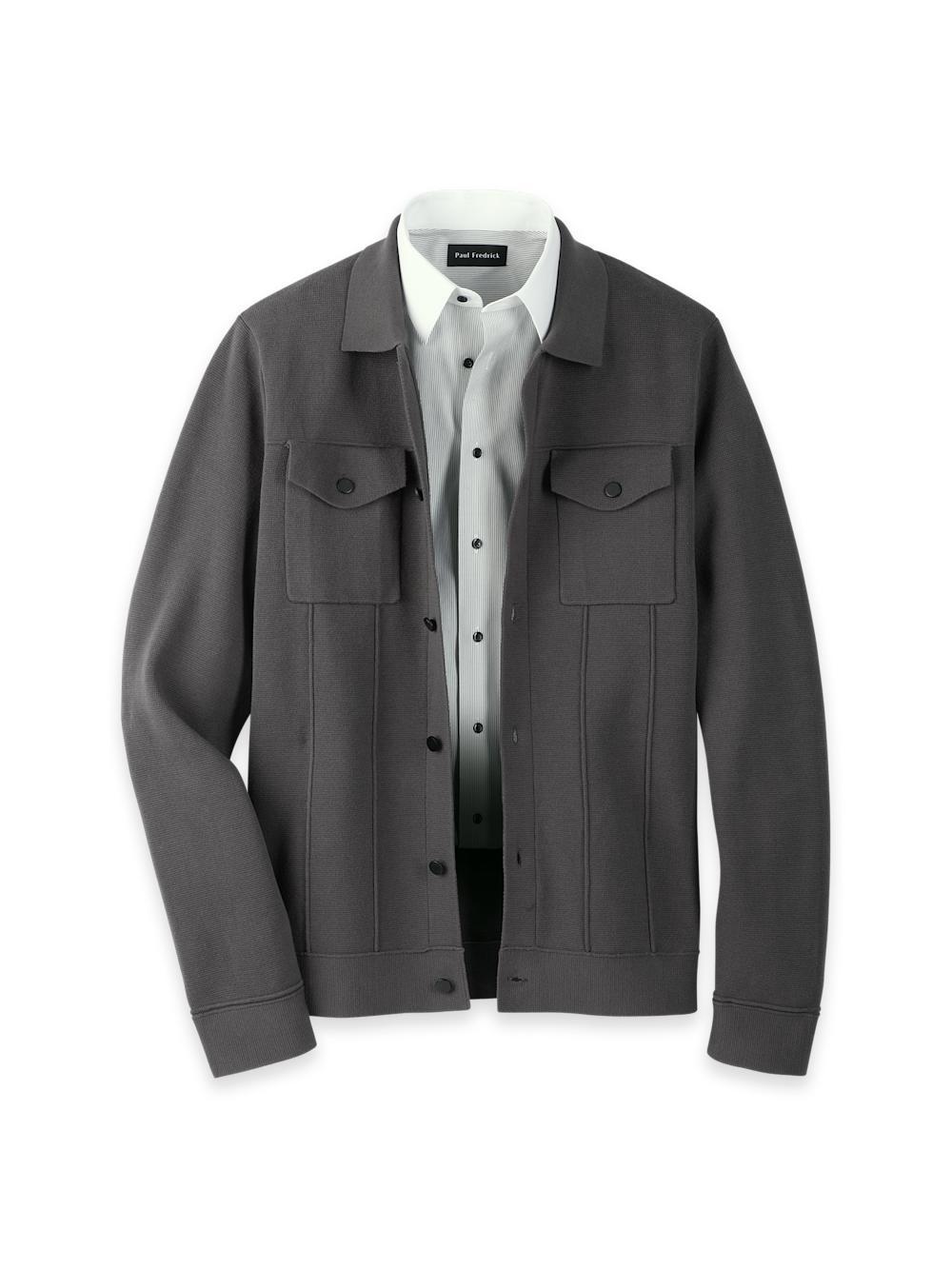 Cotton Shirt Jacket - Dark Grey Product Image