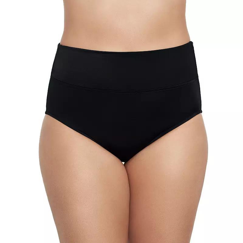 Women's Trimshaper Solid Allover Control Swim Briefs, Size: 12, Black Product Image
