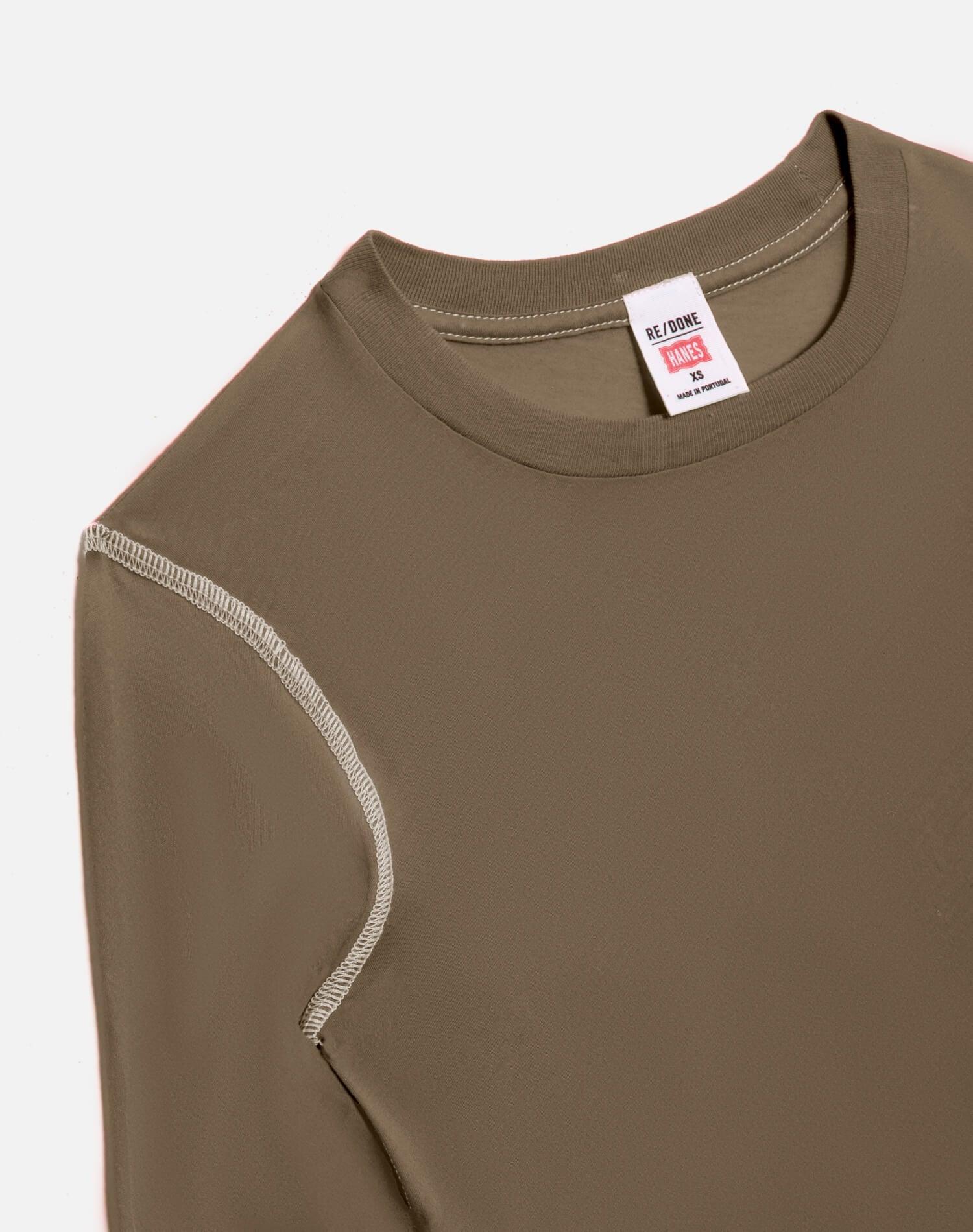 Hanes Sheer Long Sleeve Tee - Cypress With White Product Image