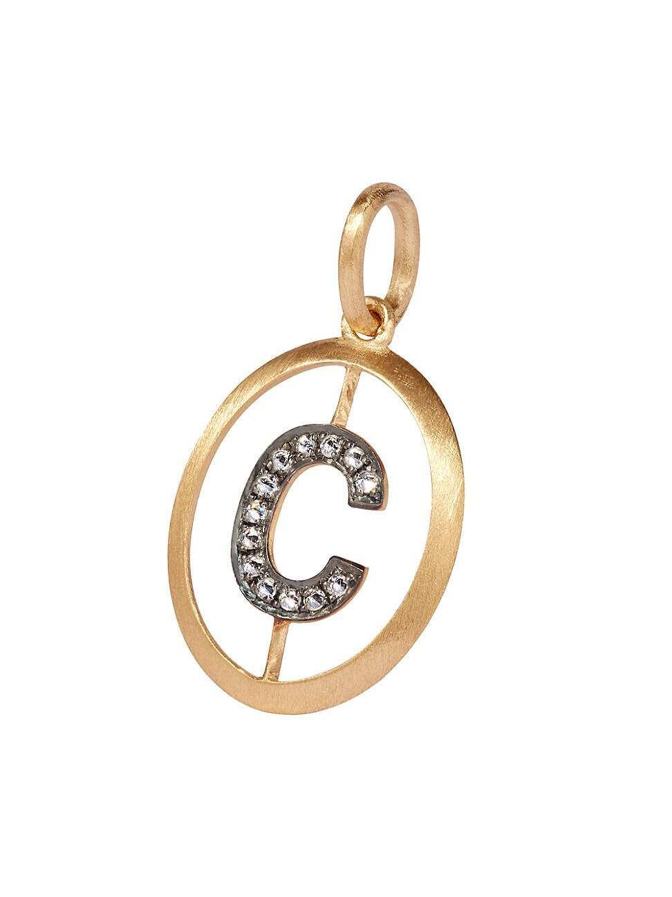 Womens 18K Yellow Gold & 0.07 TCW Diamond Initial Pendant Product Image